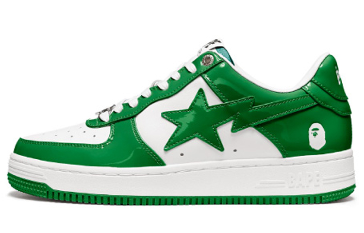 A BATHING APE STA Low Stylish Skateboarding Shoes Men's White Green