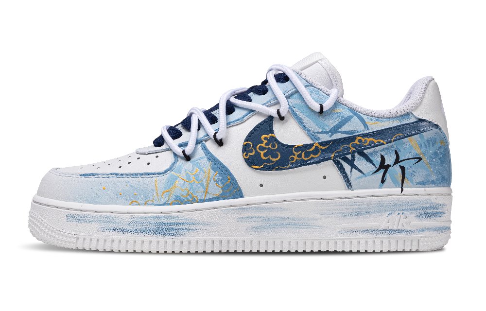 Nike Air Force 1 Bamboo Grace Abrasion Resistant Low Top Skateboard Shoes Unisex Blue White