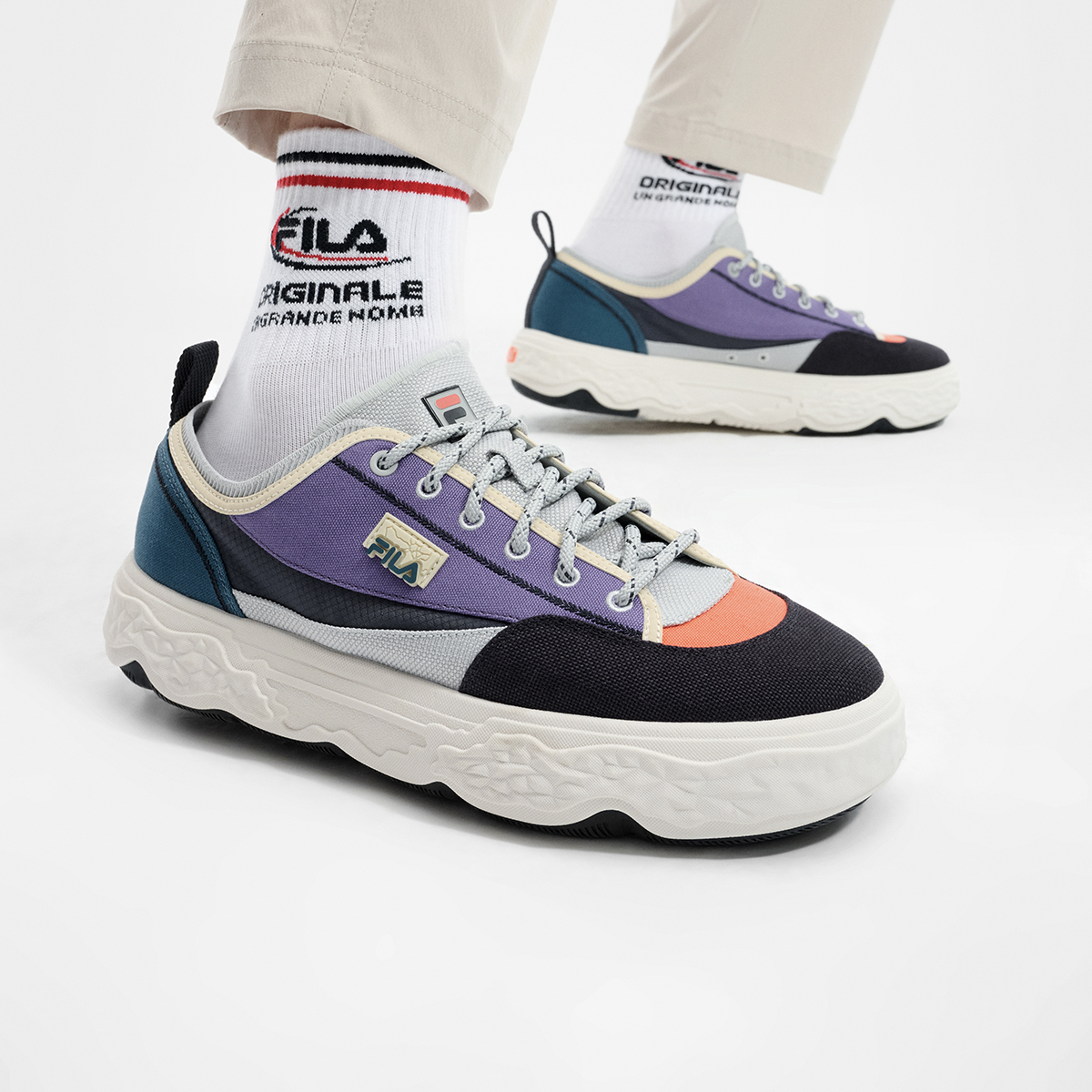FILA MODERNO Slip Resistant Low Top Canvas Shoes Men's Blue Purple