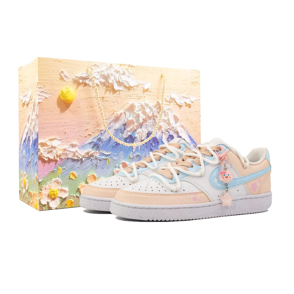 Nike Court Vision 1 Abrasion Resistant Low Top Skateboard Shoes Unisex Light Pink