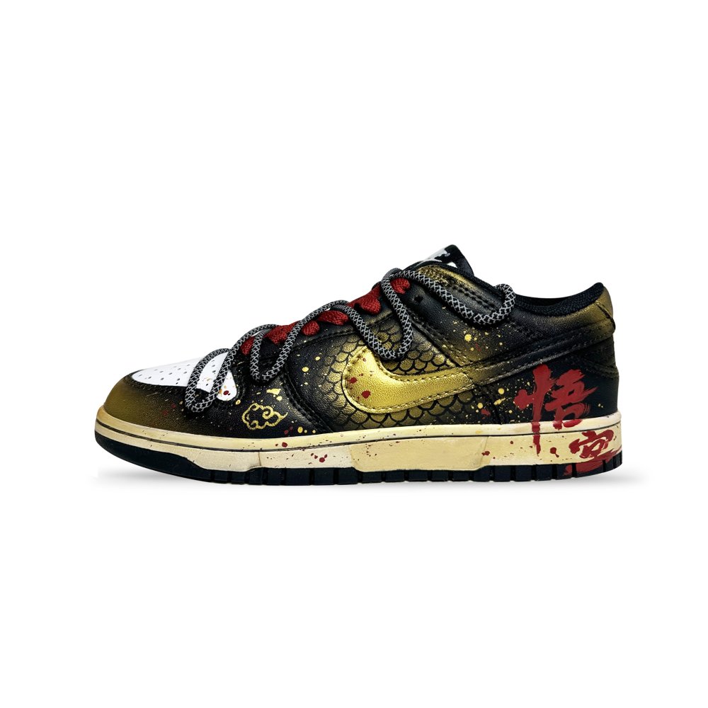Nike Dunk Anti-Slip Wear-Resistant Low-Top Skateboard Shoes Unisex Black Gold