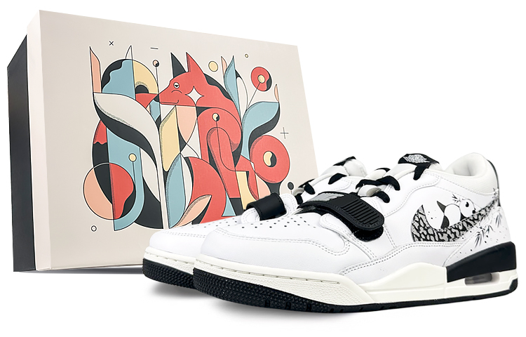 Jordan Legacy 312 Cushioning Wear-Resistant Mid-Top Vintage Basketball Shoes Men's Black White