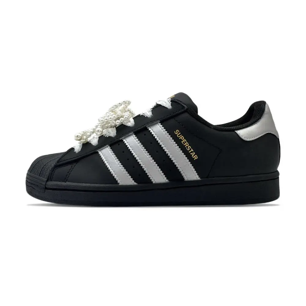 Adidas Originals SUPERSTAR Low Top Skateboard Shoes Unisex Black Silver