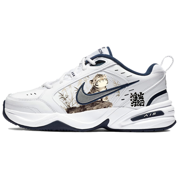 Nike Air Monarch 4 Anti-Slip Wear-Resistant Low-Top Chunky Sneakers Unisex Blue White