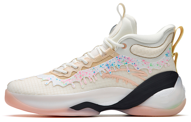 Anta KT7 KT 7 Abrasion Resistant Breathable High Top Basketball Shoes Men's White Yellow Pink