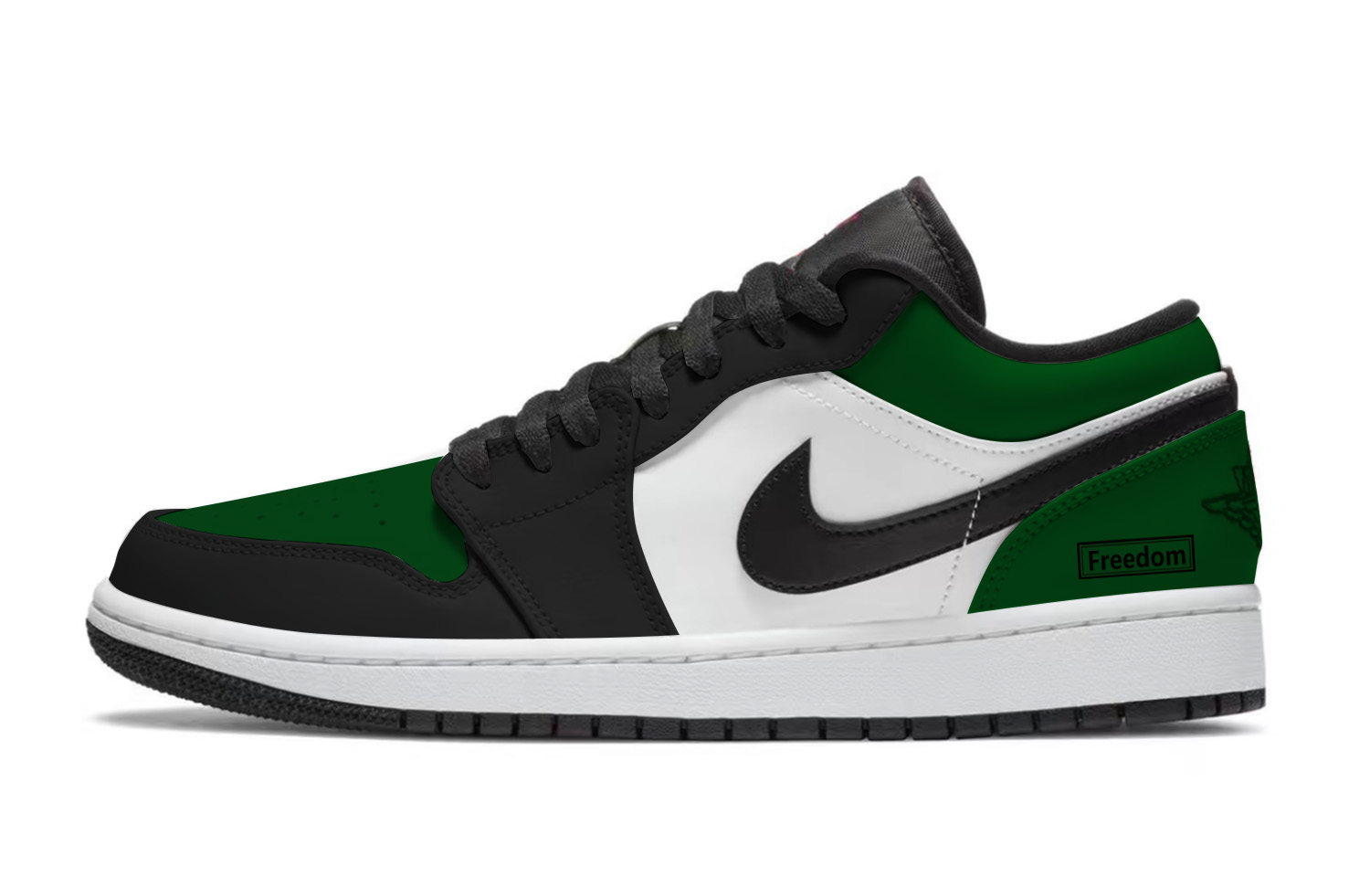 Jordan Air Jordan 1 Reverse Black Green Abrasion Resistant Low top Vintage Basketball Shoes Unisex