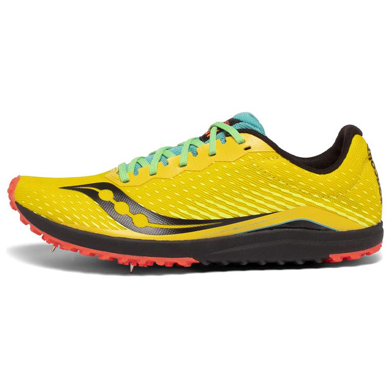 Saucony Cushioned Slip-Resistant Lightweight Low-Top Running Shoes Women's Yellow Black Long Stud