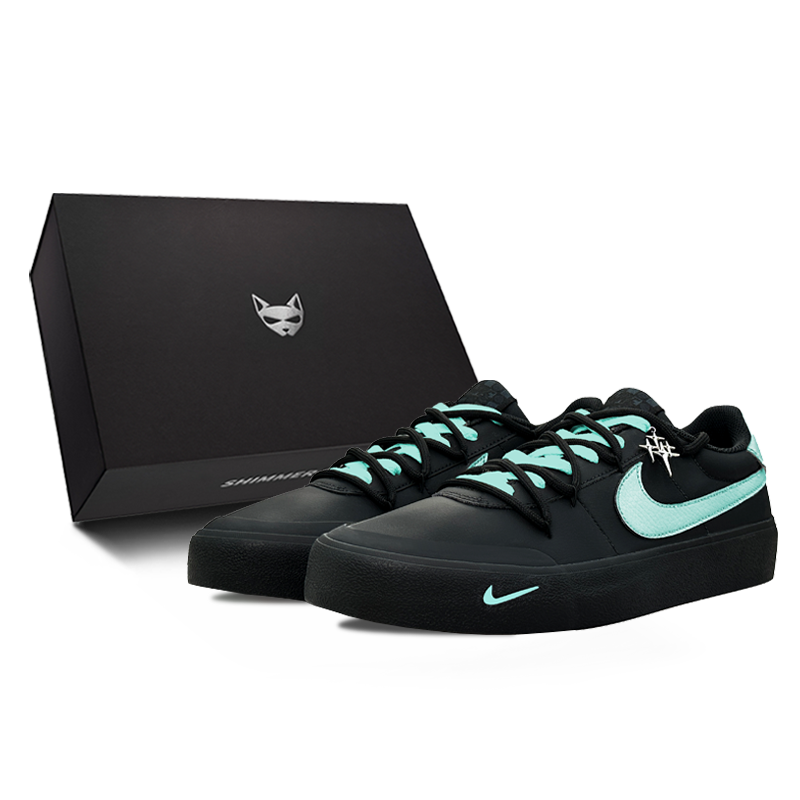 Nike Court Shot Azo Blue, Shimmery Cat Low Top Skateboard Shoes Men's Blue Black