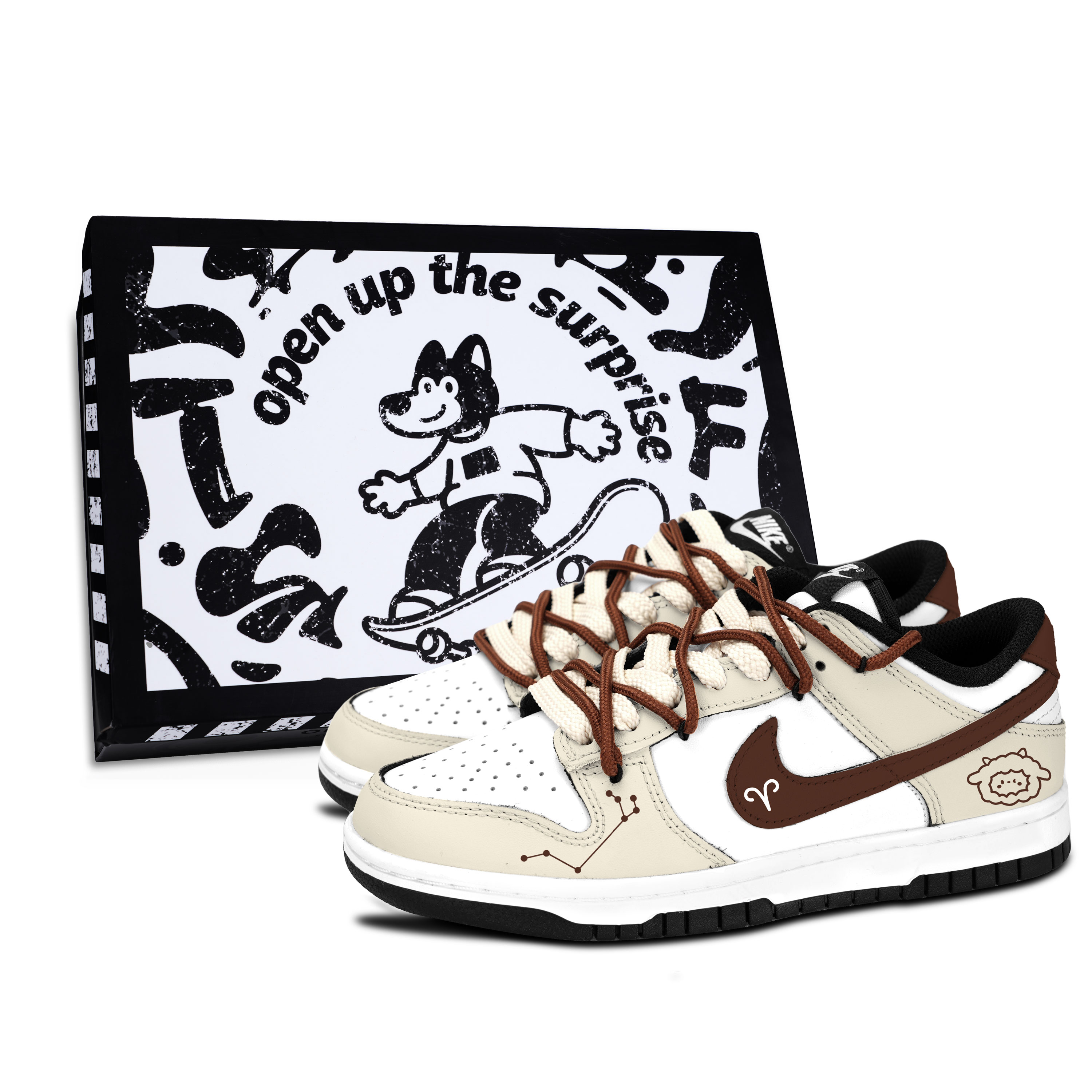 Nike Dunk Black White, Aries Abrasion Resistant Low top Skateboard Shoes Unisex Khaki