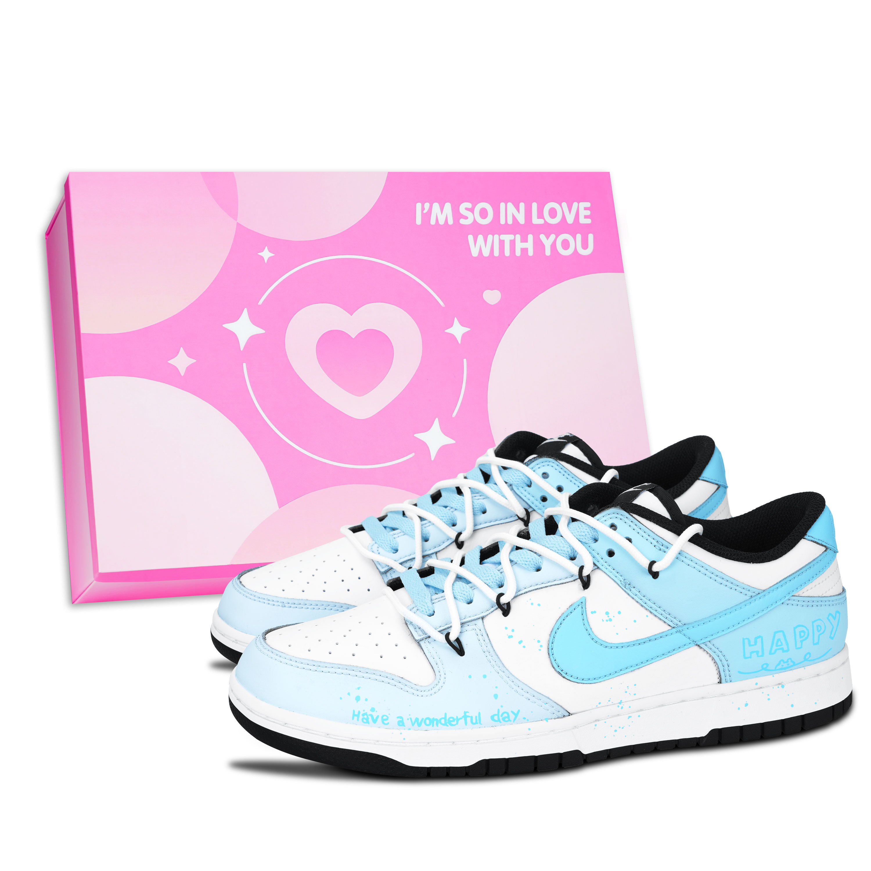 Nike Dunk Black White, Every Day Happy Abrasion Resistant Low top Skateboard Shoes Unisex Blue