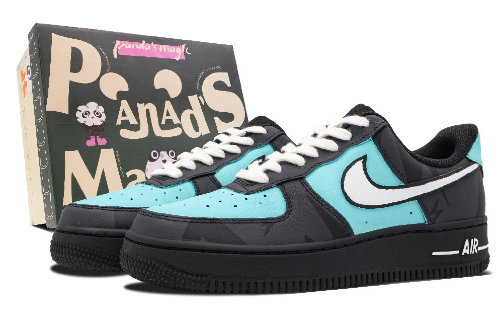 Nike Air Force 1 Low Low-Top Skateboard Shoes Men's Black Blue