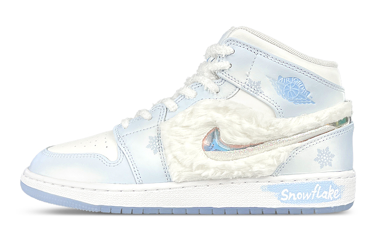 Jordan Air Jordan 1 Mid-Top Vintage Basketball Shoes GS White Blue