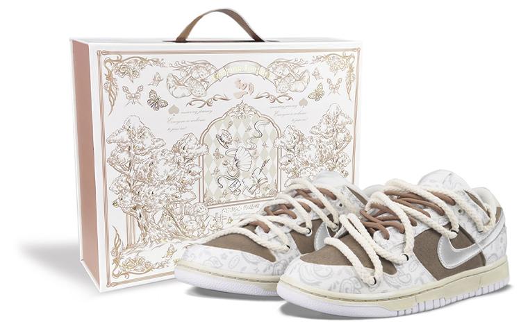Nike Dunk Low ESS Low-Top Skateboard Shoes Women's White Brown Special Gift Box