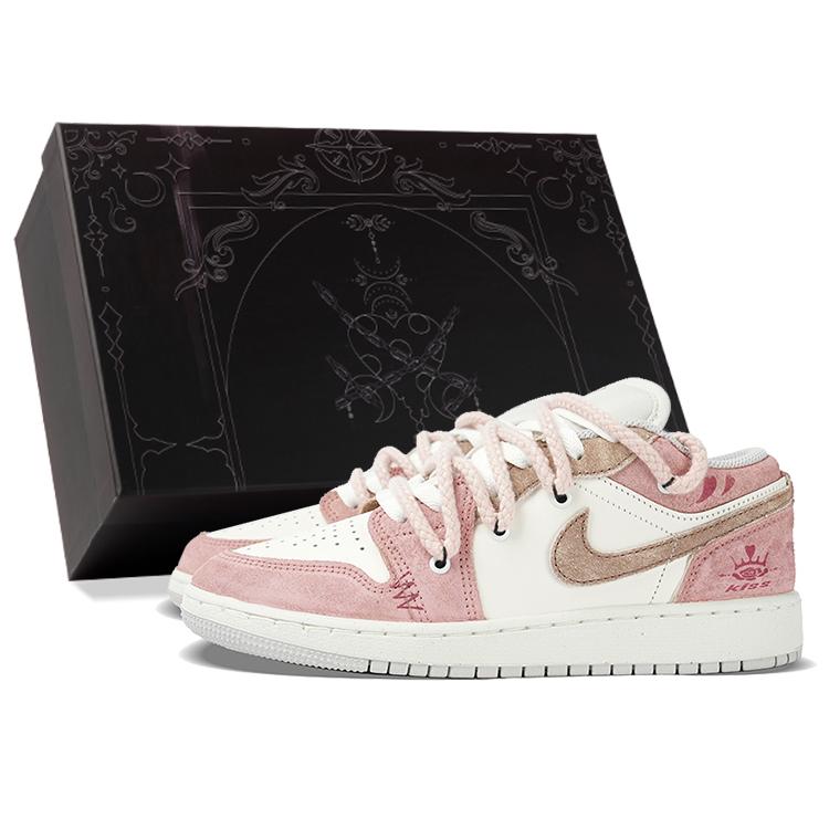 Jordan Air Jordan 1 Low-Top Skateboard Shoes Women's Pink White