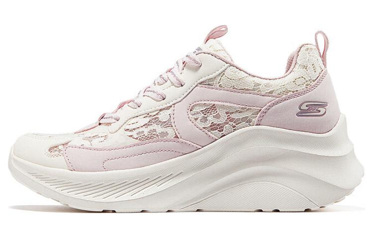 Skechers Cushioned Wear-Resistant Height Increasing Low-Top Chunky Sneakers Women's White Pink