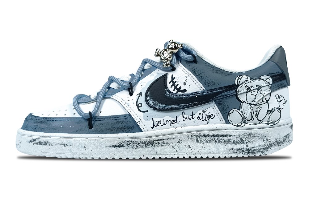 Nike Court Vision 1 Slip-Resistant Cushioning Low-Top Skateboard Shoes Unisex Blue White
