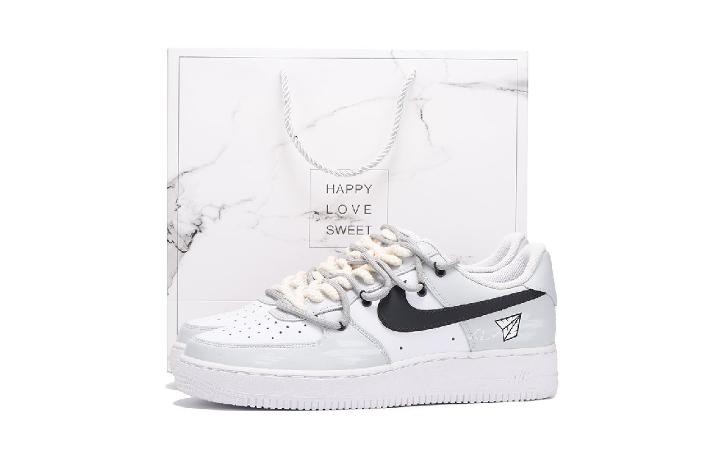 Nike Air Force 1 Anti-Slip Wear-Resistant Low-Top Skateboard Shoes Men's Gray White
