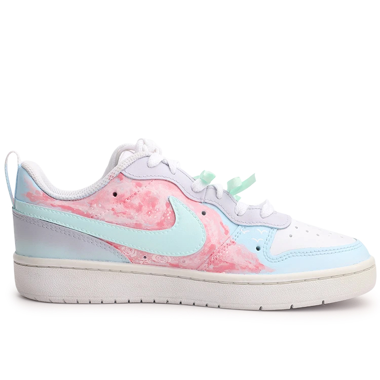 Nike Court Borough Low 2 Low Top Skateboard Shoes Women's Blue Pink