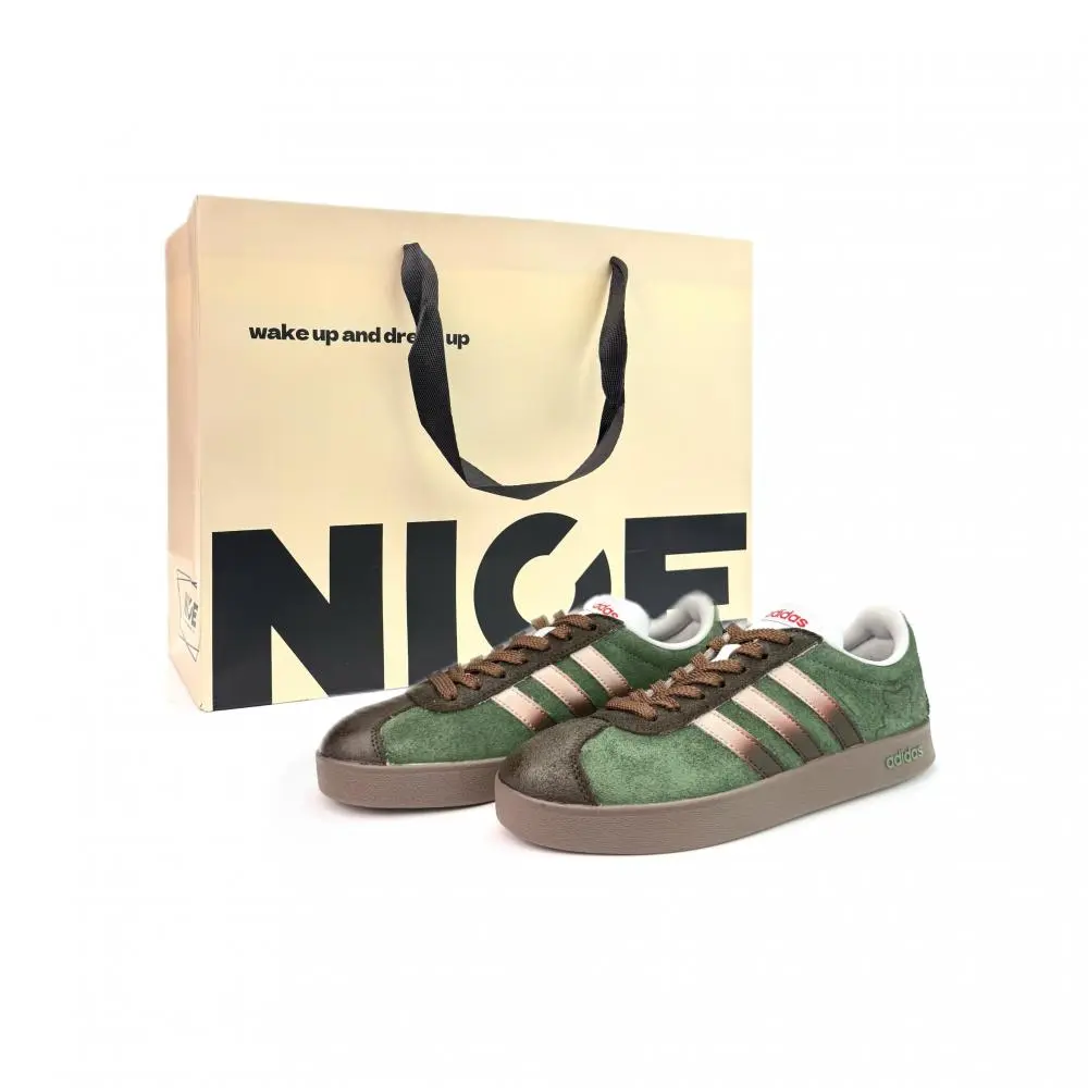 Adidas VL COURT 2.0 Lifestyle Chestnut Brown Bear Shadow Cushioning, Wear Resistant Low top Skateboard Shoes Unisex