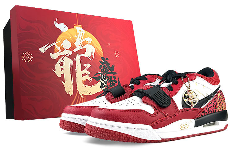 Jordan Legacy 312 Cushioned Wear-Resistant Slip-Resistant Low-Top Vintage Basketball Shoes Women's Black Red