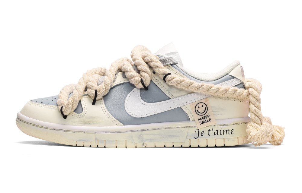 Nike Dunk Low-Top Skateboard Shoes Women's Gray White Yellow