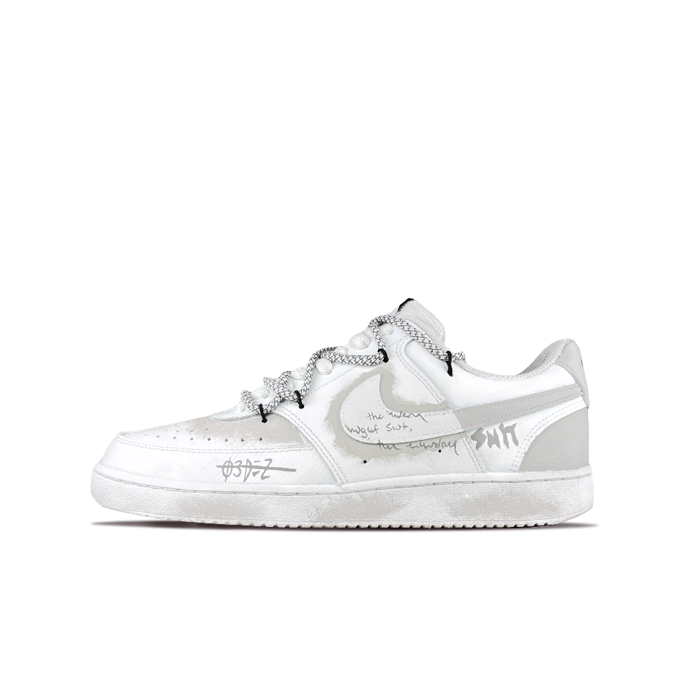 Nike Court Vision 1 Promising Plan, Say Goodbye Abrasion Resistant Low Top Skateboard Shoes Unisex Gray White