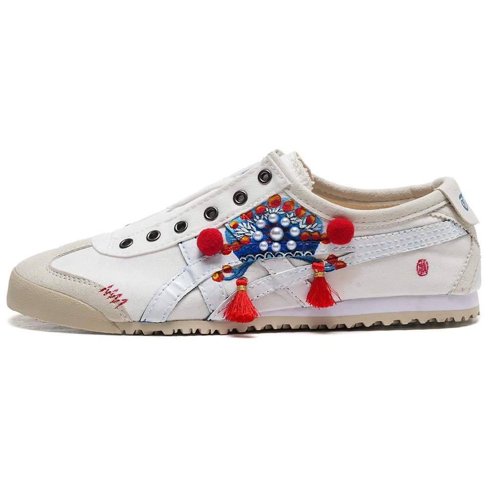Onitsuka Tiger MEXICO 66 Overlord Farewell Concubine Anti-Slip Wear-Resistant Low-Top Casual Shoes Unisex White Blue