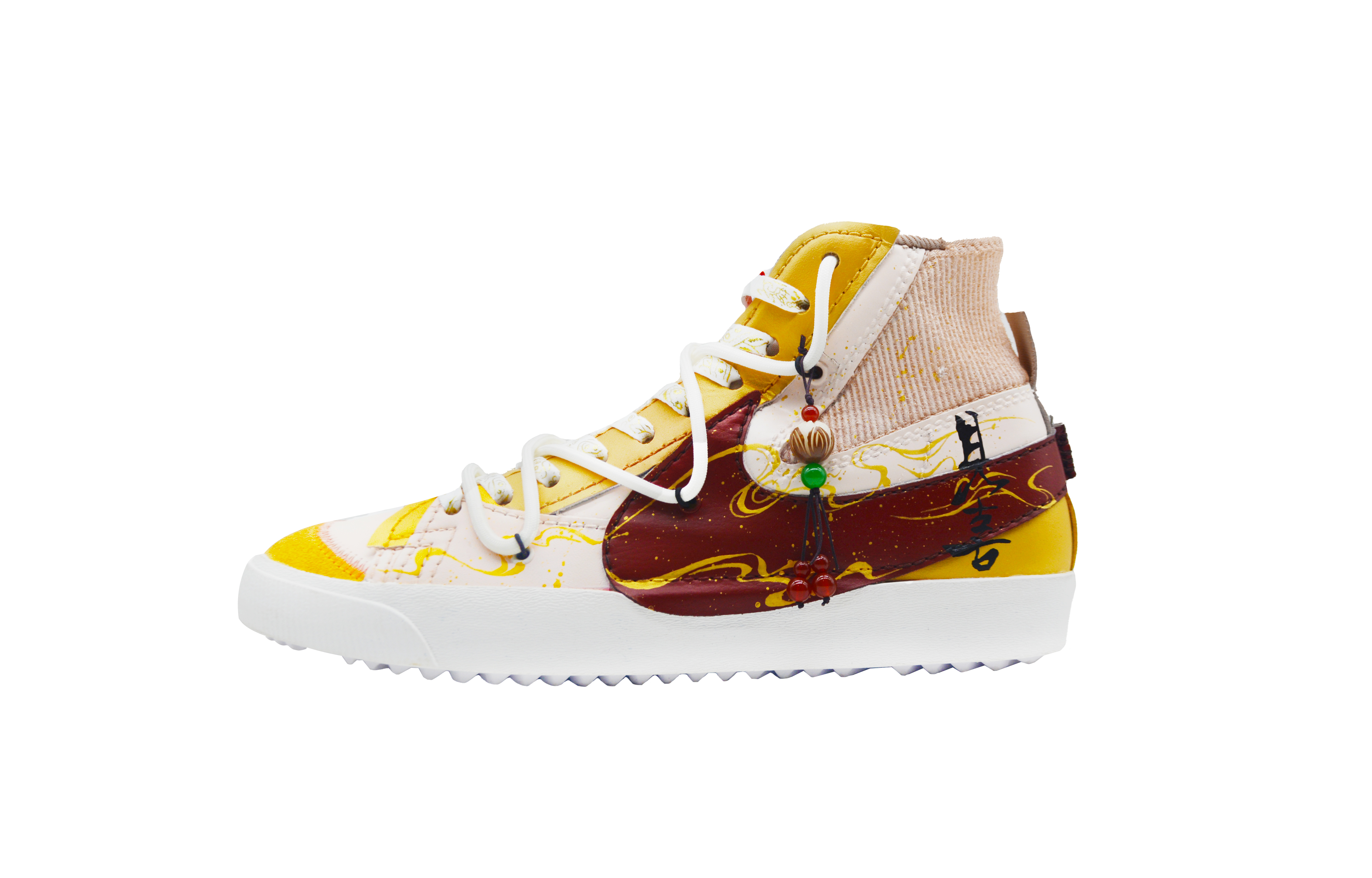 Nike Blazer Chinese Fashion Trend, Golden Threads In Trail Abrasion Resistant Mid top Skateboard Shoes Unisex