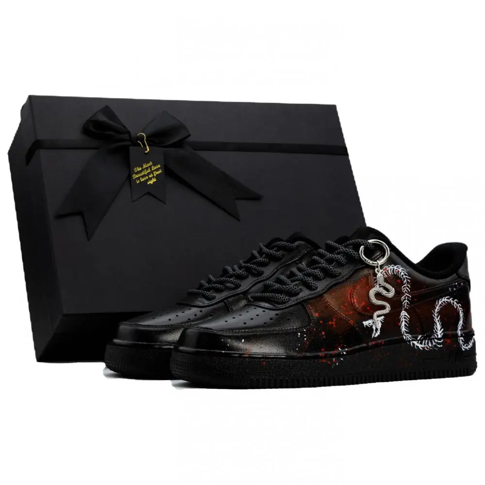 Nike Air Force 1 Low Top Skateboard Shoes Unisex Black