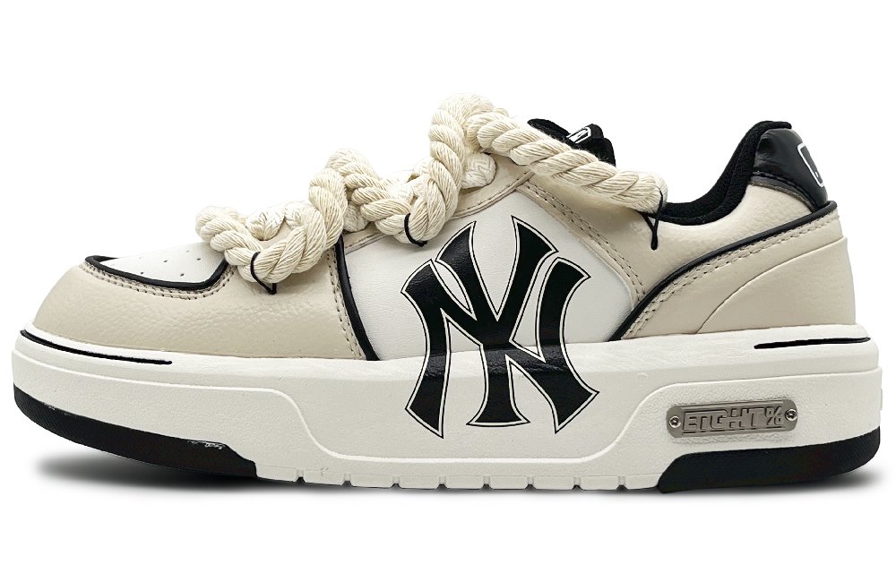 MLB Chunky Liner Wear Resistant Height Increasing Low Top Skateboard Shoes Unisex Beige Yellow