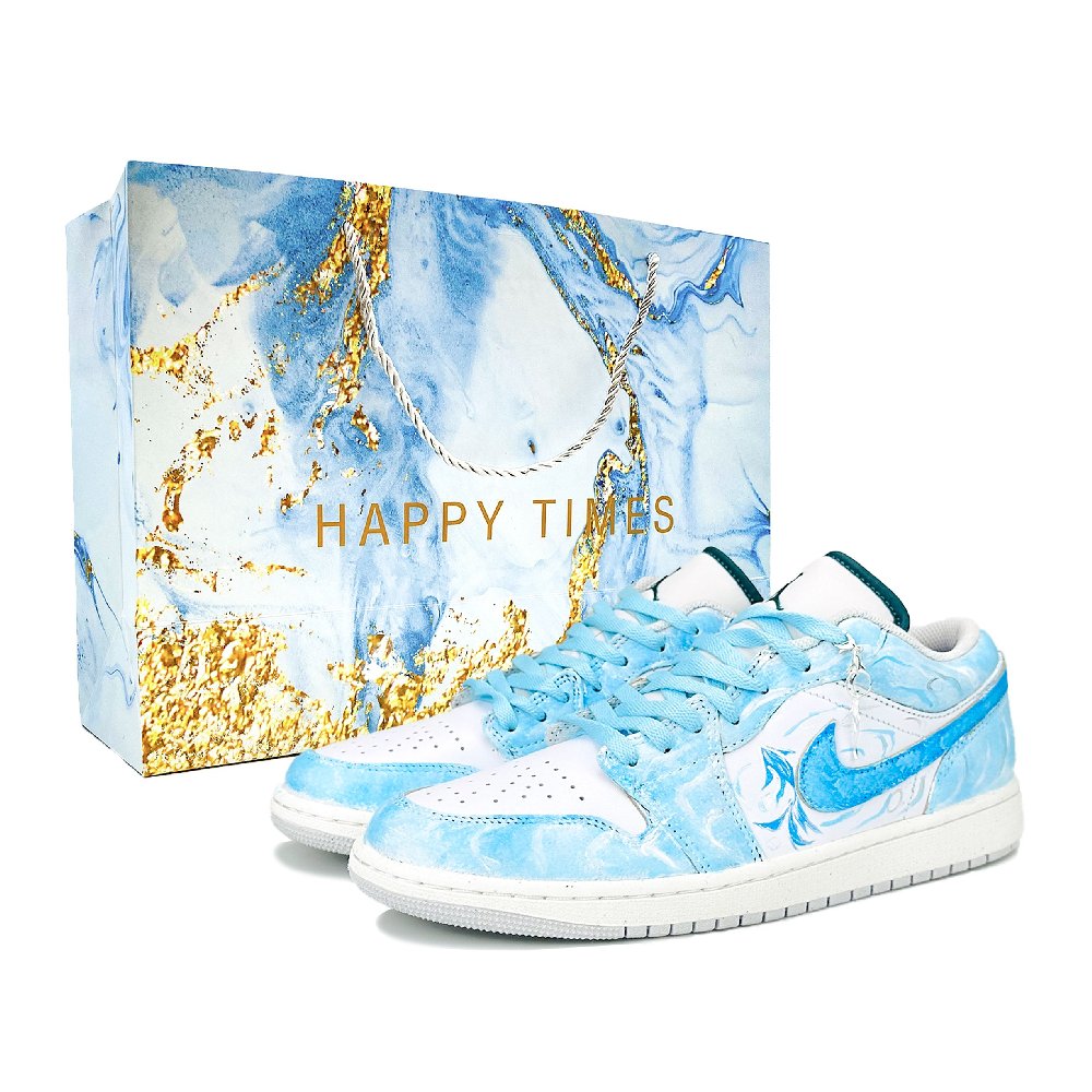 Jordan Air Jordan 1 Cushioning, Wear Resistant Low Top Vintage Basketball Shoes Unisex Sky Blue