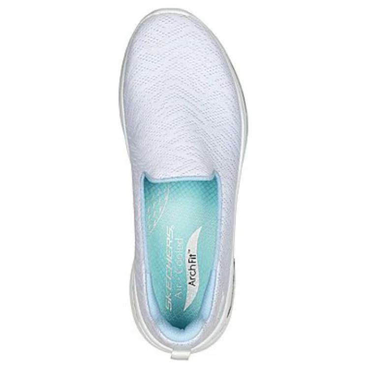 Skechers Cushioning, Wear Resistant Low Top Casual Shoes Women's White Blue
