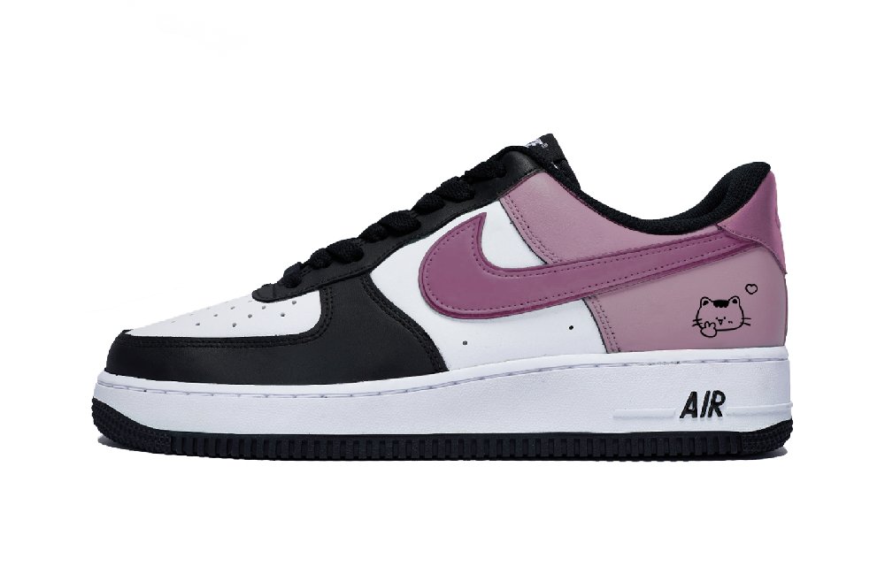 Nike Air Force 1 Low Top Skateboard Shoes Men's Black White Pink