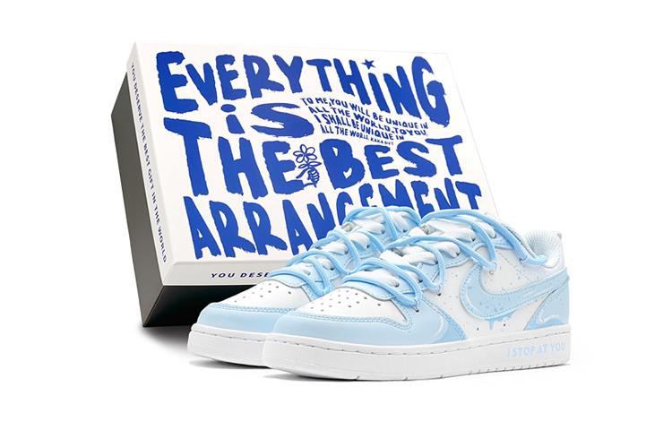 Nike Court Borough Low-Top Skateboard Shoes GS Blue White