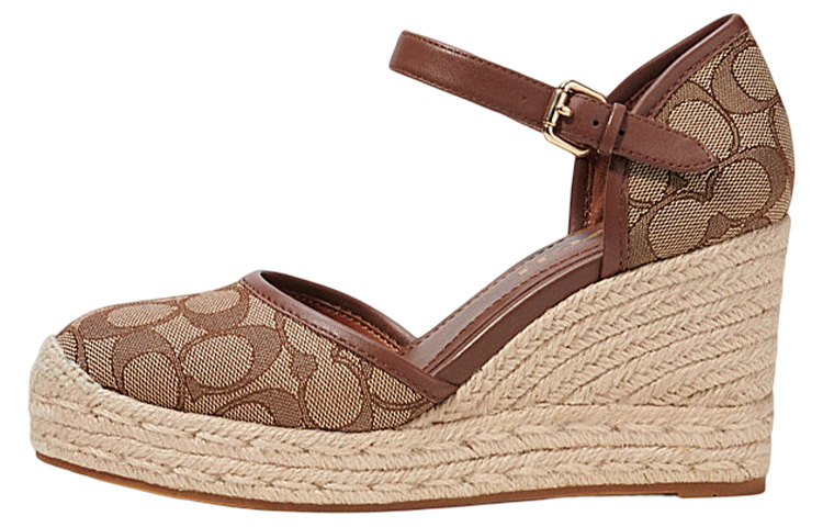 COACH Wedge Heel High Heels 6cm Women's Khaki