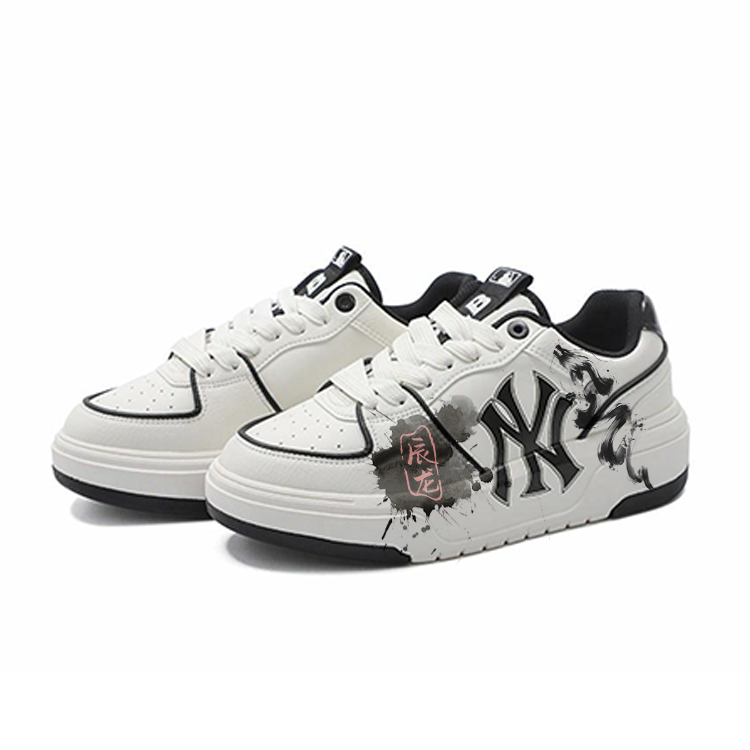 MLB Chunky Liner Dragon Slip Resistant, Abrasion Resistant, Breathable Low Top Skateboard Shoes Unisex Black White