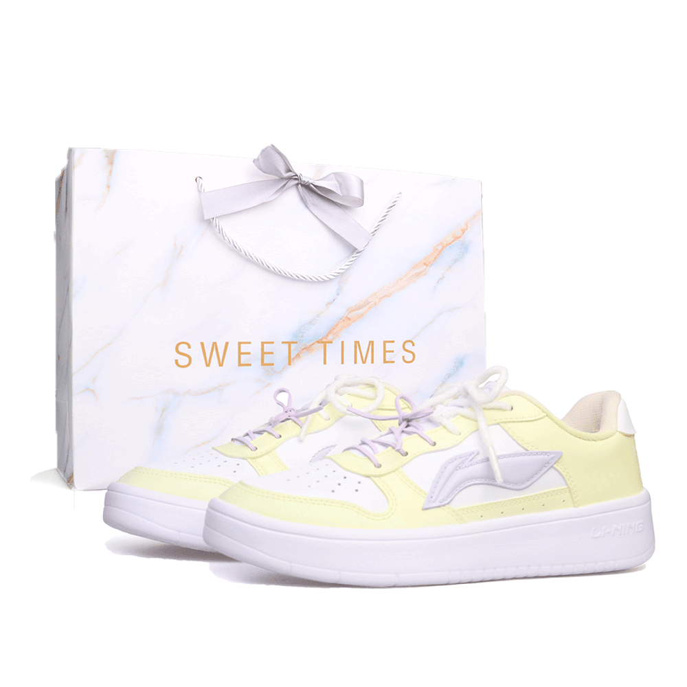 LiNing Pontoon Boats Slip Resistant And Breathable Low Top Skateboard Shoes Women's Yellow Purple