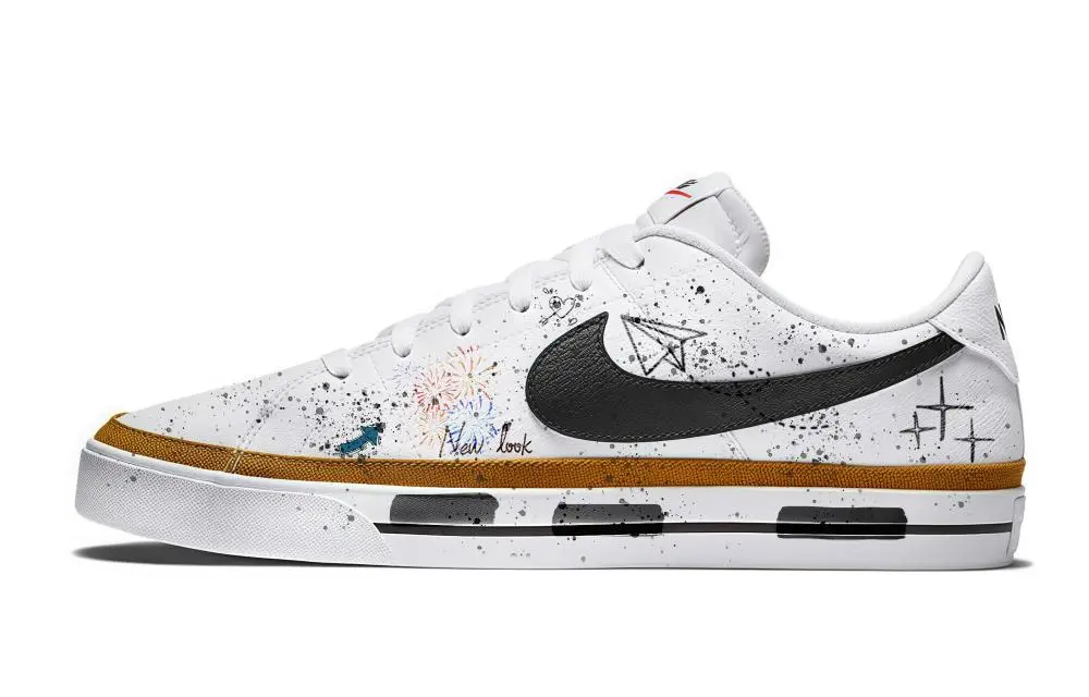Nike Court Legacy Little Childhood Wear resistant And Lightweight Low top Skateboard Shoes Unisex White