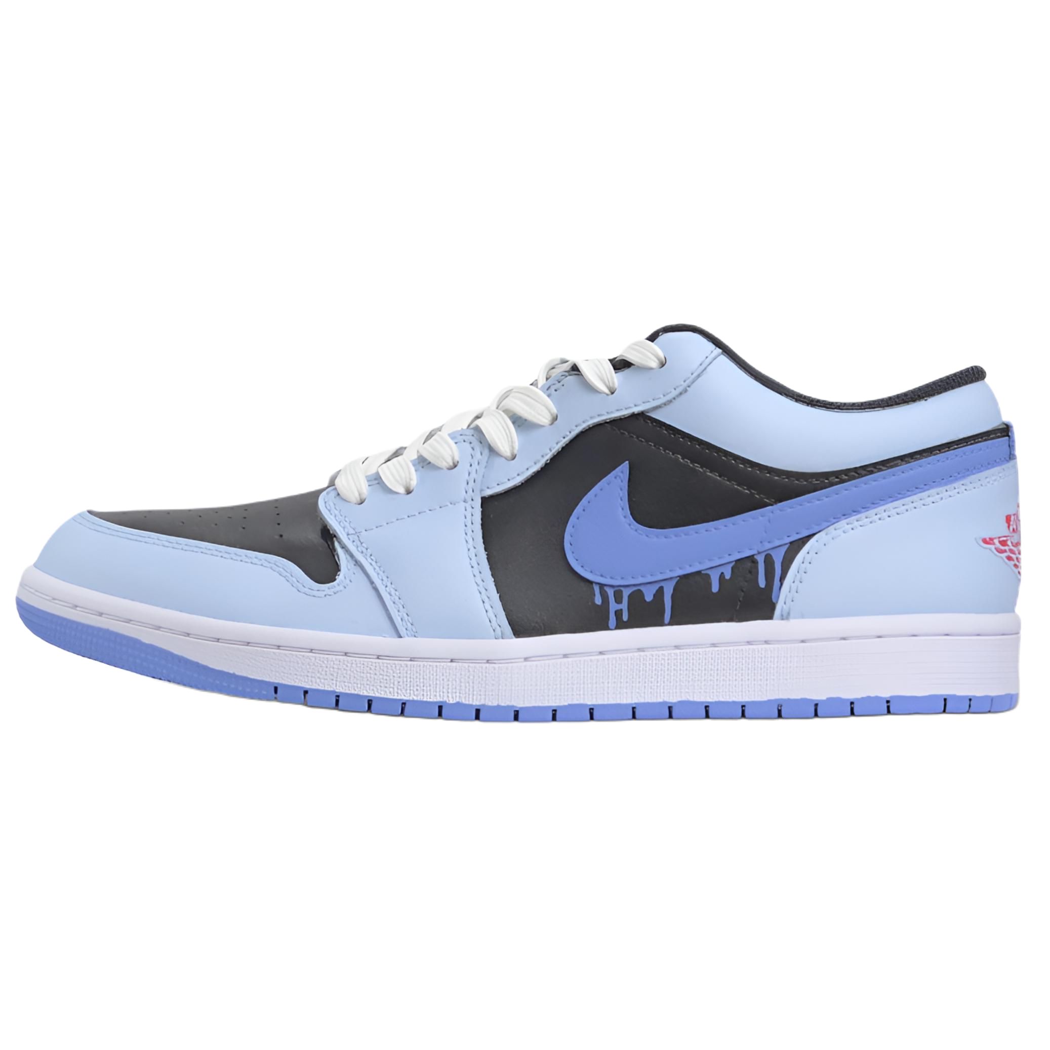 Jordan Air Jordan 1 Cream Avalanche 2.0 Abrasion Resistant Low top Vintage Basketball Shoes Men's Dark Sky Blue