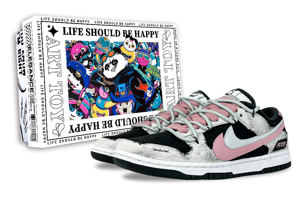 Nike Dunk Girlish Mail Special Packaging Anti-Slip Wear-Resistant Low-Top Skateboard Shoes Unisex Black Pink