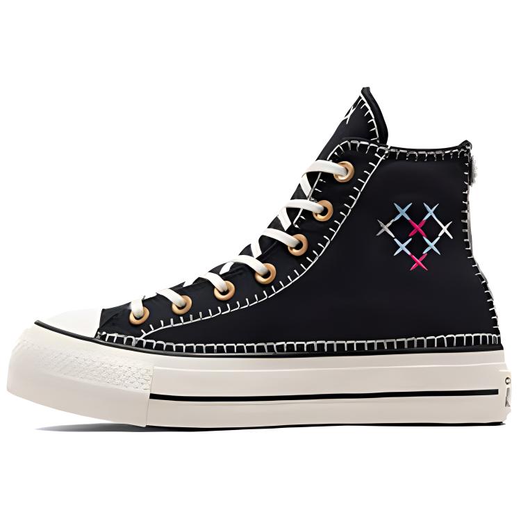 Converse Chuck Taylor All Star Lift Crafted Stitching Platform 'Black White' Women's