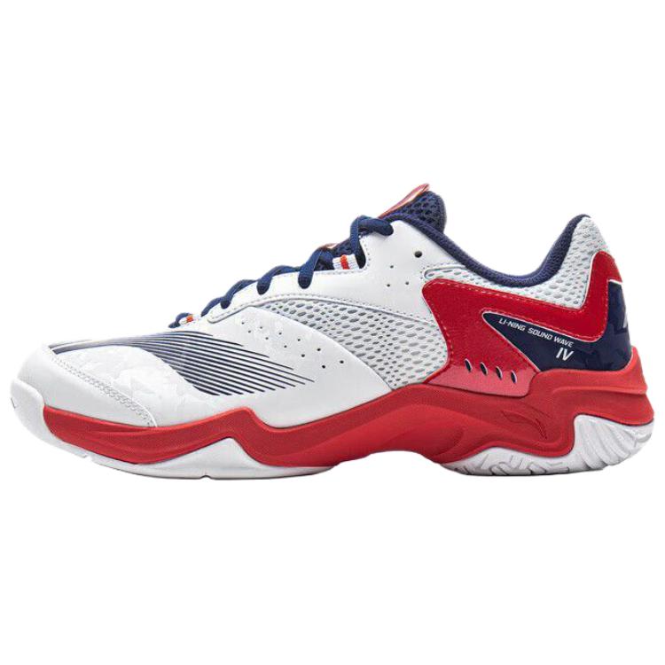 LiNing Abrasion Resistant Breathable Low Top Badminton Shoes Unisex White Red