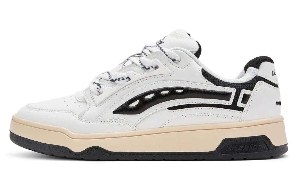 Dickies Trendy And Cool Vintage Design, Fashion Coverage Abrasion Resistant Low Top Skateboard Shoes Men's White Black