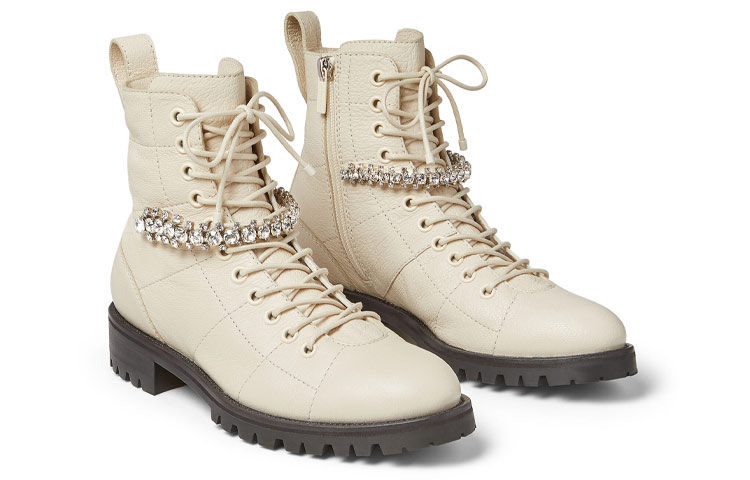 Jimmy Choo Cruz Flat Martin Boot Women's Ecru