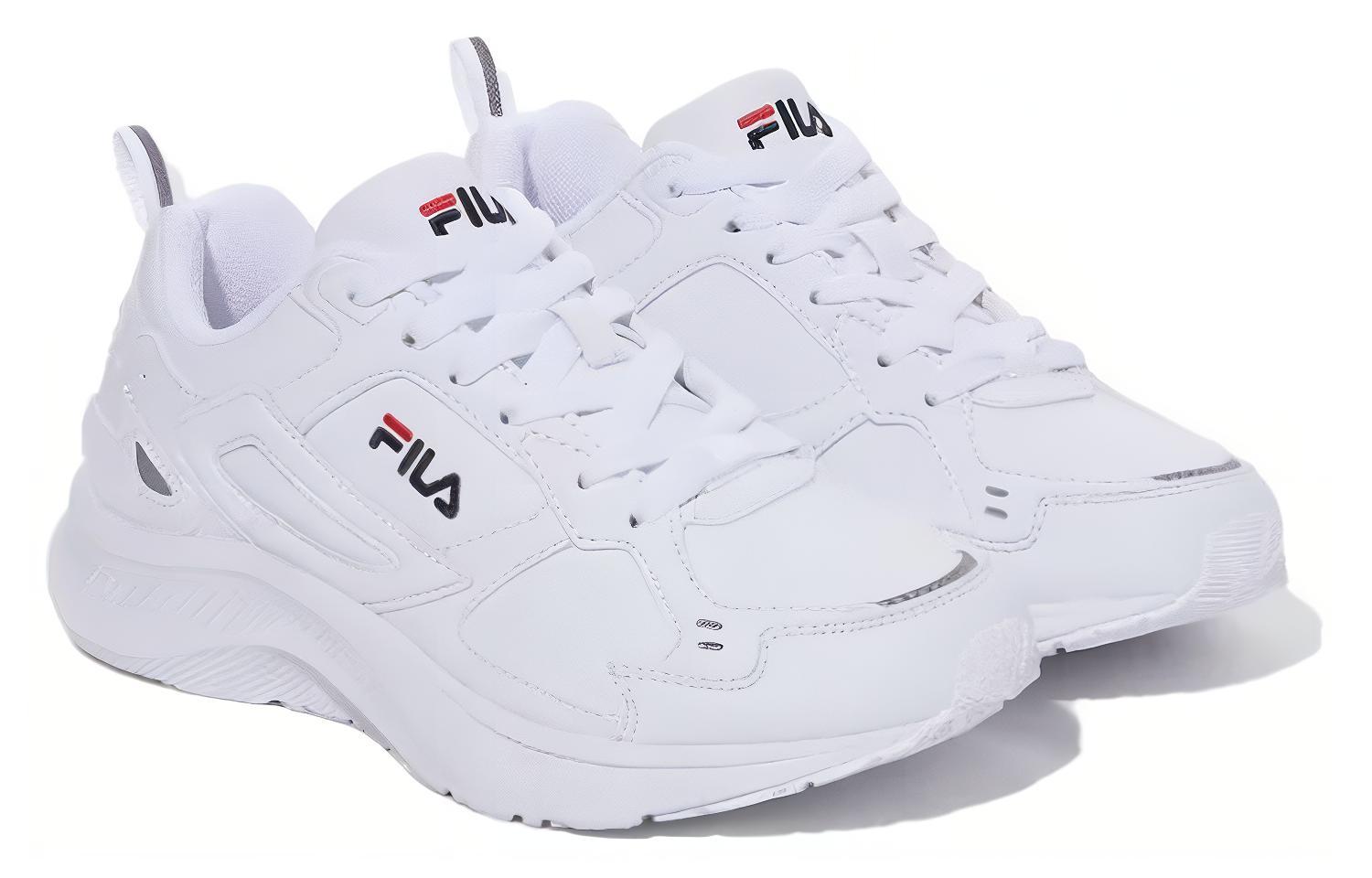 FILA Abrasion Resistant Breathable Low Top Running Shoes Unisex Pure White