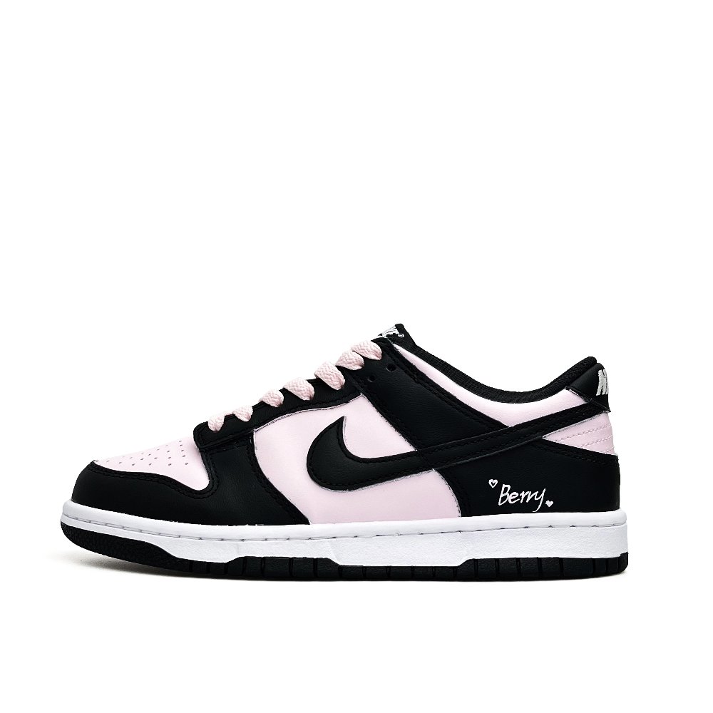 Nike Dunk Cherry Blossom White Peach Abrasion Resistant Low Top Skateboard Shoes Unisex Black Pink