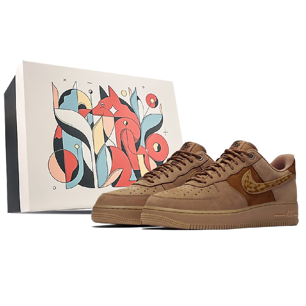 Nike Air Force 1 Anti-Slip And Wear-Resistant Lightweight Low-Top Skateboard Shoes Unisex Wheat