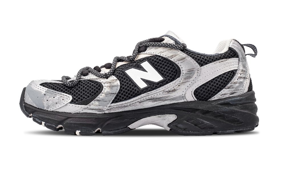 New Balance NB 530 Anti-Slip And Wear-Resistant Breathable Low-Top Running Shoes Unisex Silver Black