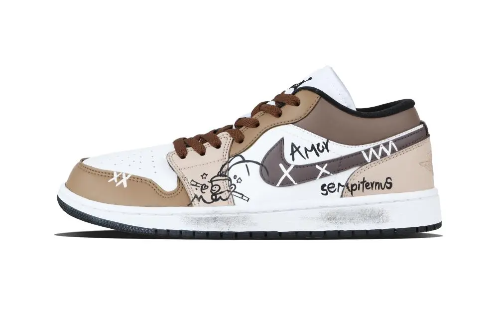 Jordan Air Jordan 1 Stunning Low top Vintage Basketball Shoes Unisex Brown