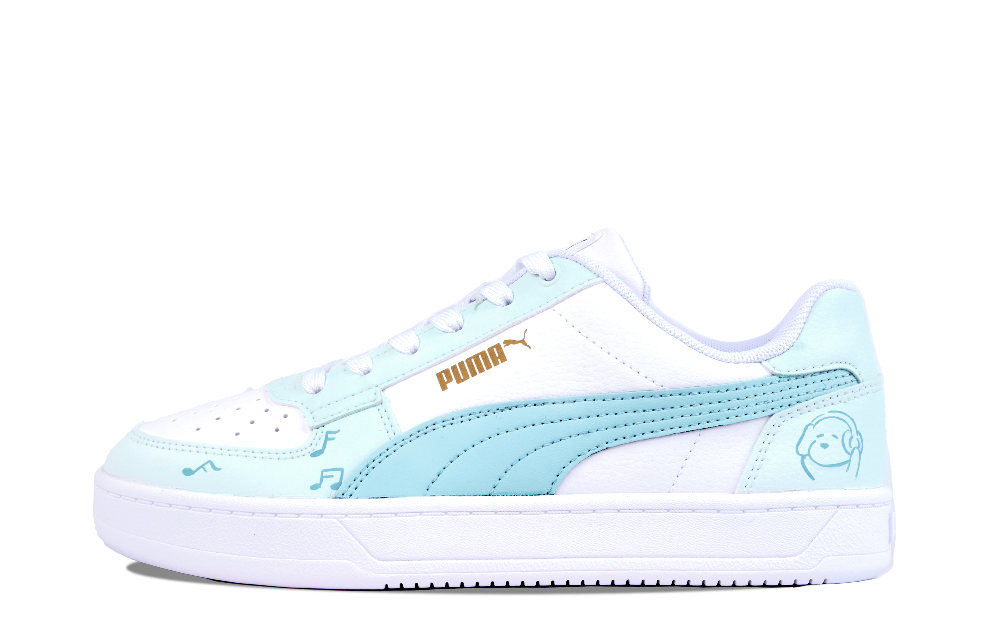 PUMA Headphone Puppy Slip Resistant, Abrasion Resistant, Breathable Low Top Skateboard Shoes Unisex White Blue